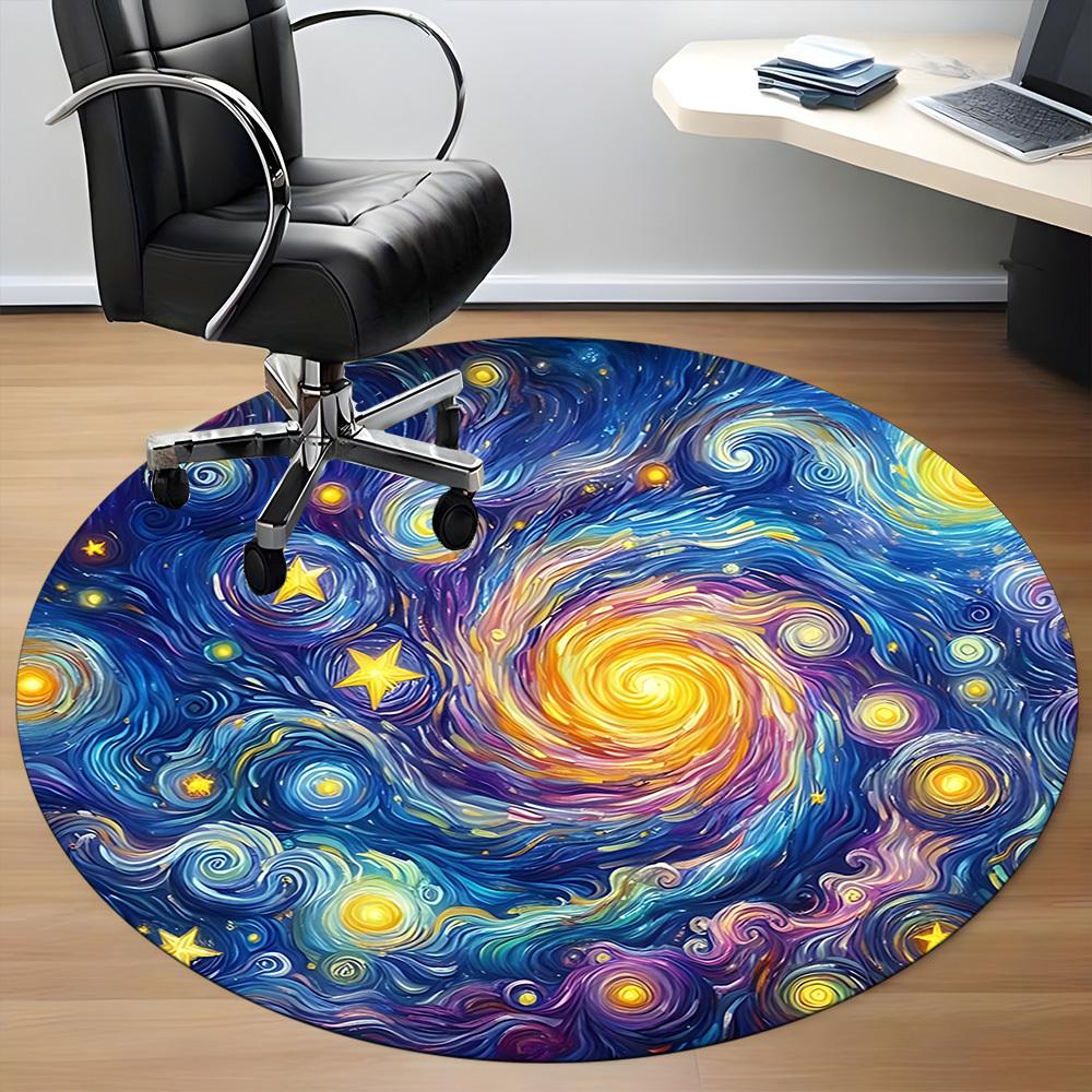 1PC Galaxy Swirl Office Round Area Rug, Mat Suitable ForOffice, Under Office Chairs Bedroom Living Room Home Decor, Room Deco
