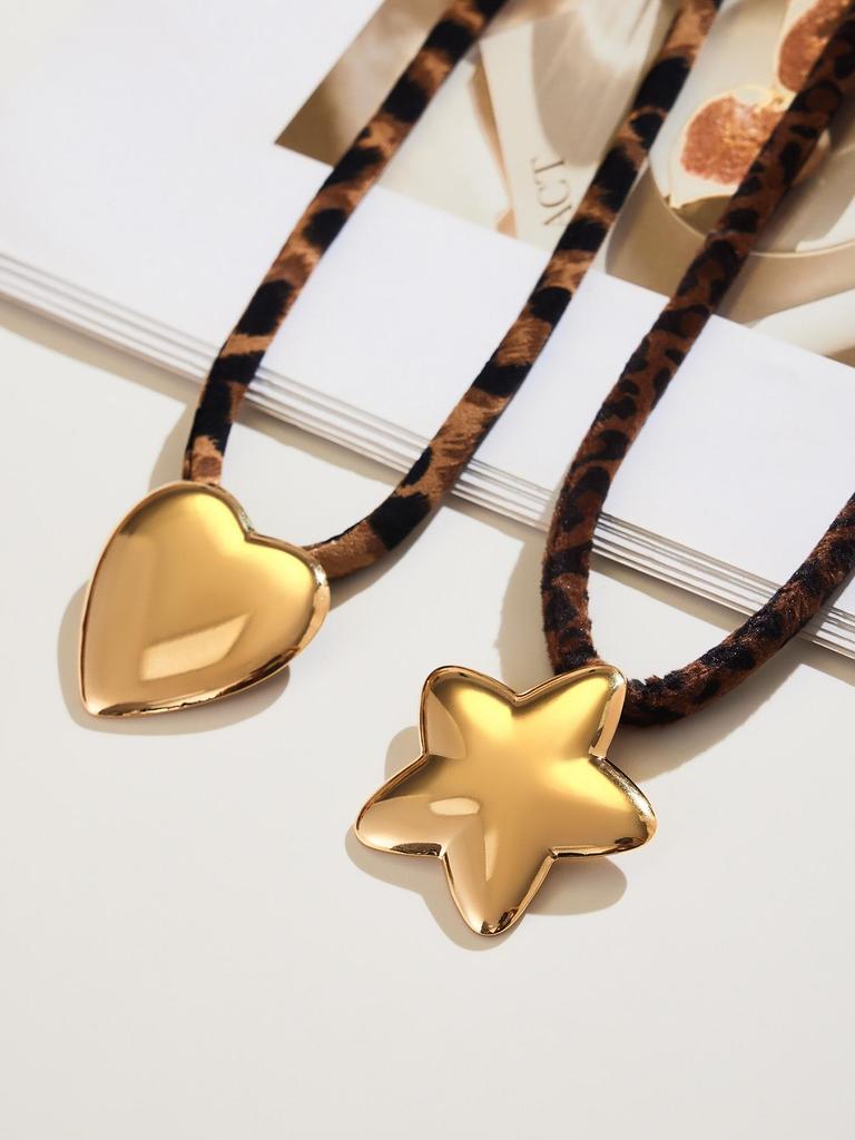 Qiong Yao Design Sense Photochromic Geometric Pendant, Long Leopard Print Necklace, Simple 18K Gold Plated Clavicle Chain.