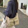 Men Solid Color Shoulder Bag Women Large Capacity Water-Repellent Commuter Crossbody Bag