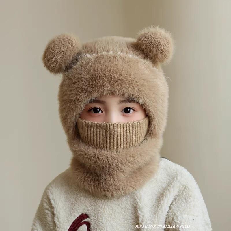 Kids Knitted Hat With Neck Warmer For Winter Girls Boys Warmth And Windproof