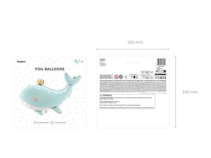 Whale Foil Balloon, 93X60 , Sky Blue