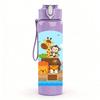 1PC Noah Ark Animal Cartoon Print 750ml Color Plastic Sports Water Bottle Leakproof Flip Straw Lid Suitable for Sports Office Home Use