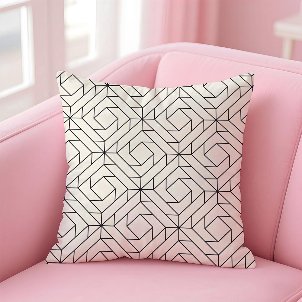 Businessstyle Geometric Minimalist Pattern Cushion Cover Pillow Case Soft Skin Friendly Fabric  Concealed Zipper