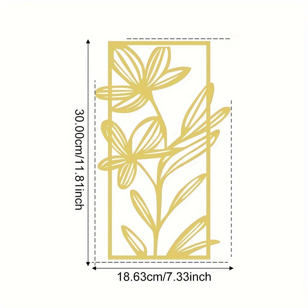 Golden Flower Wall Art - Elegant Floral Metal Décor for Bedroom and Living Room, Stylish Bed and Wall Decoration