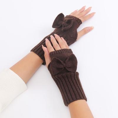Modeaccessoire Dicke Warme Schleife Gestrickte Handschuhe Weich Warm Halten Fingerlose Fäustlinge Elastische Halbfingerhandschuhe Winter