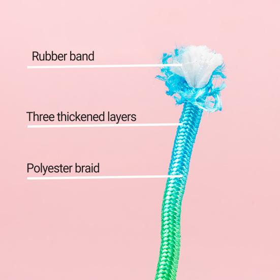 Ergonomiczny Design Nieplącząca się Dziecięca Skakanka z Drewnianą Rączką z Nadrukiem w Paski w Kolorach Tęczy Regulowana Długość