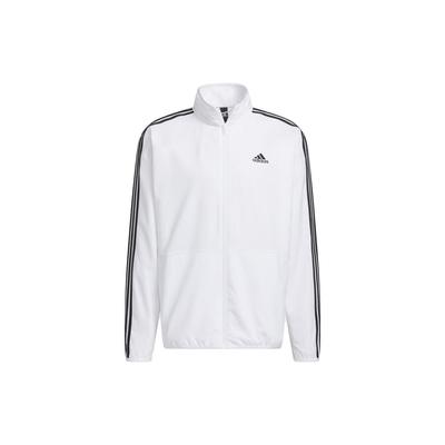 Solid Color Logo Stripe Loose Zip Jacket Men Outerwear White IA9376