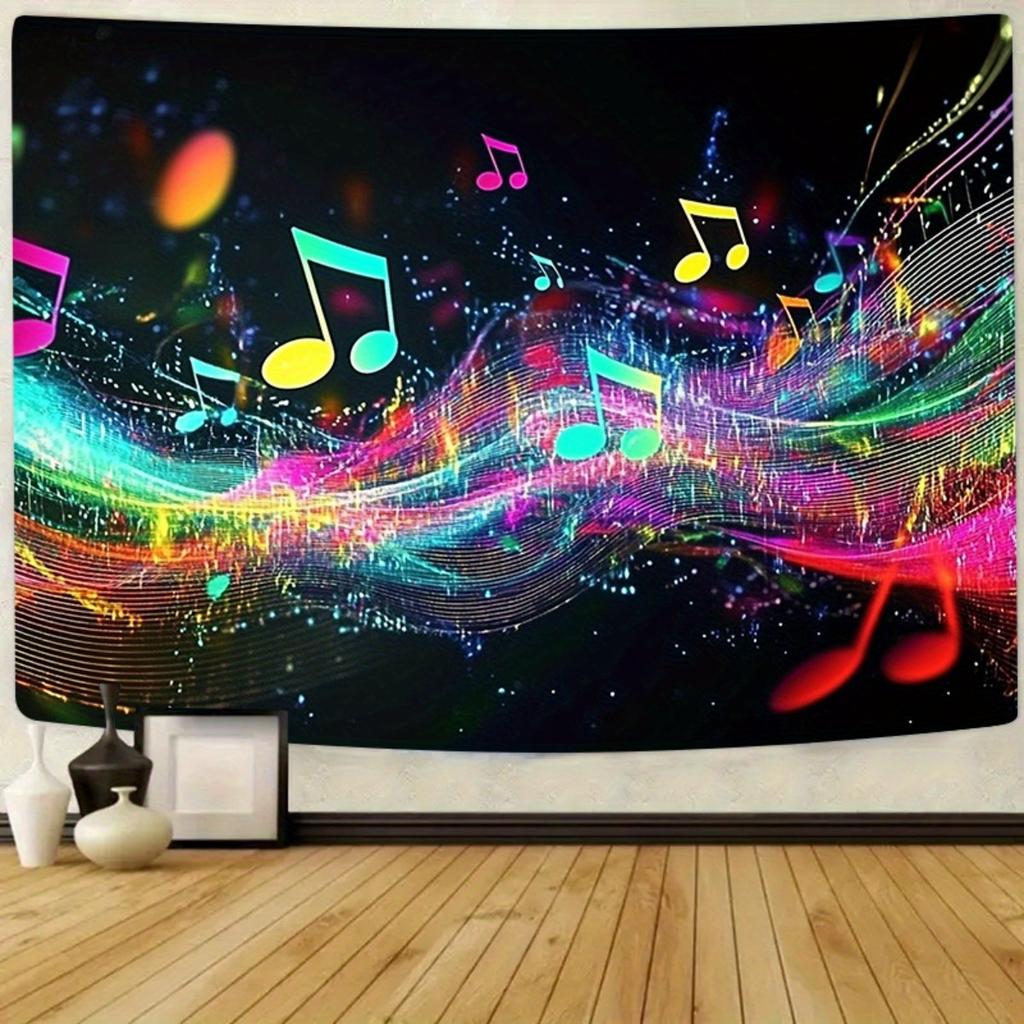 1pc Music Karaoke OKParty Backdrop Banner - Music Notes Stars Design Durable Polyester No Power Required Indoor Outdoor Wedding Birthday