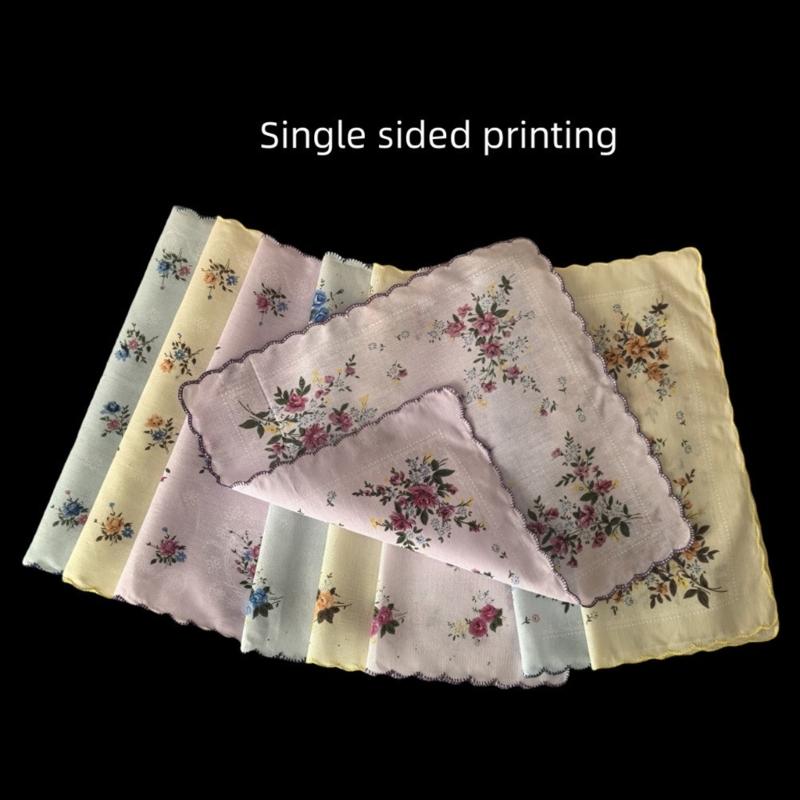 Lady Square Handkerchief Cloth Flower Women Child Print Face Hand Towel Hanky Wedding Christmas Gift
