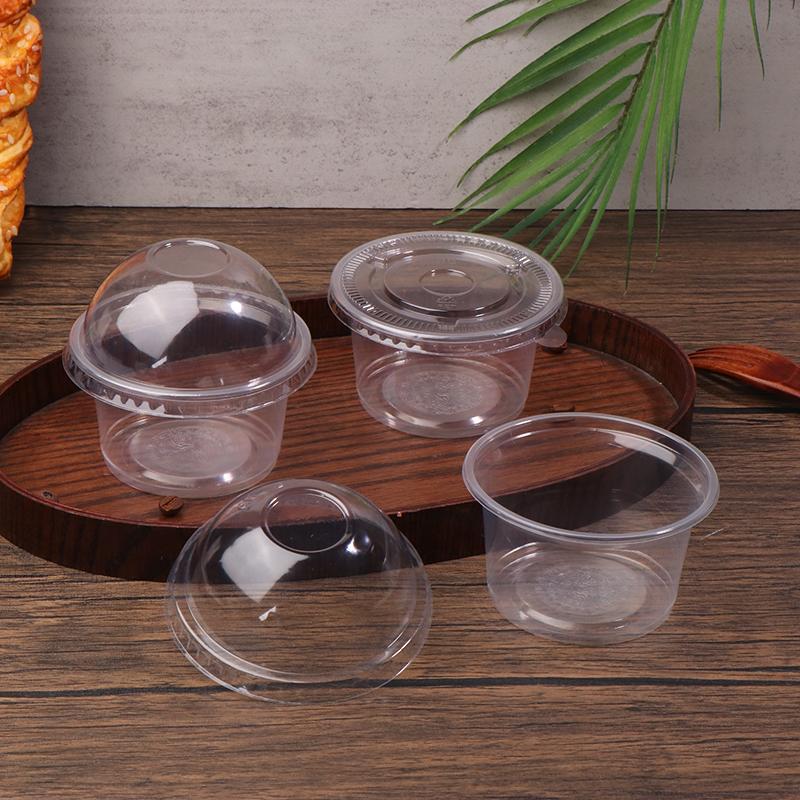 50Pcs 250ML Disposable Salad Cup Transparent Plastic Dessert Cups Bowls Container With Dome/Flat Lids Ice Cream Dessert Cups