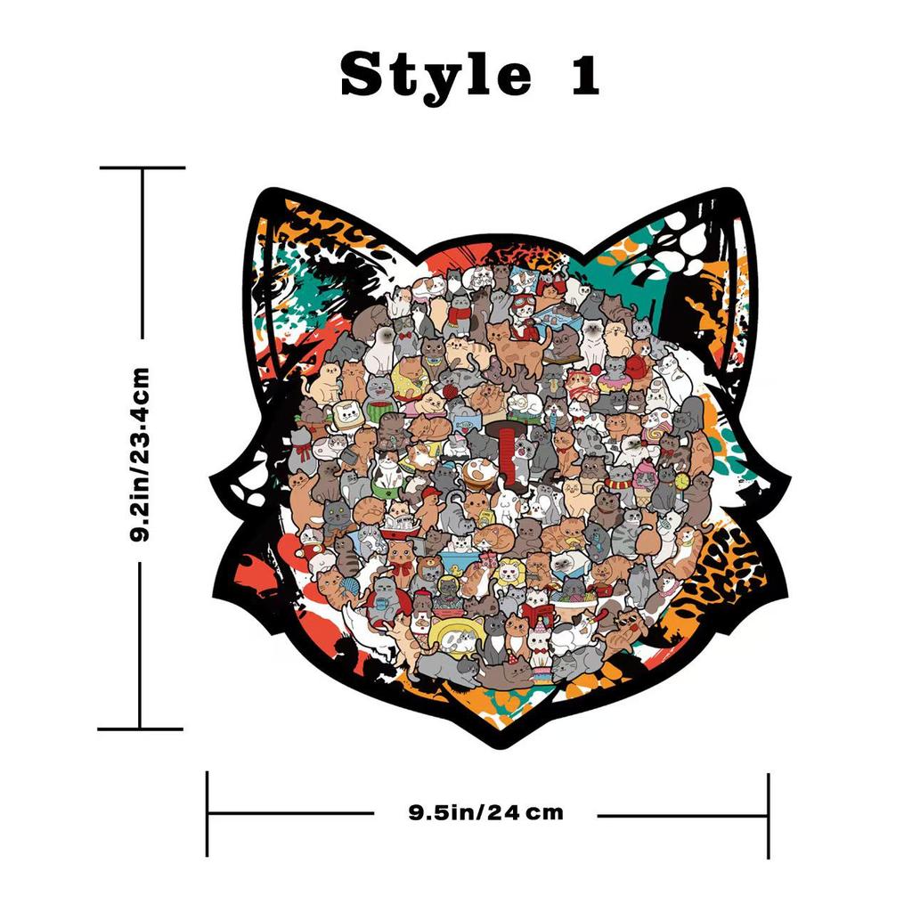 Fun Cat Collection Wooden Irregular Jigsaw Puzzle - Decompression Educational Toy
