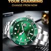 Men's Green Water Ghost Watch Shrimp Skin Stainless Steel Men's Watch Luminous Anti-diving Calendar Quartz Steel Belt Watch