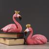 Nordic Crown Flamingo Couple Resin Figurines for Living Room or Study Decor