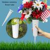 2Pieces Memorial Grave Vases Artificial Flowers with Foam and Fixing and Durability Plastic Base for Outdoor Lawn Use