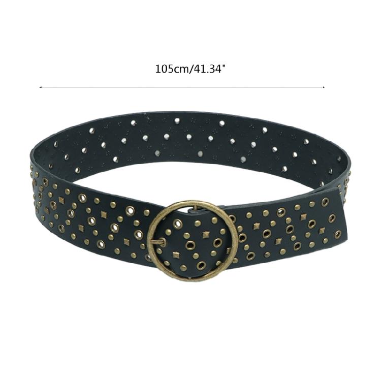 Pin Buckle Waist Belt with Rivet Adjustable Waist Belt for Women Jean Skirt Coat