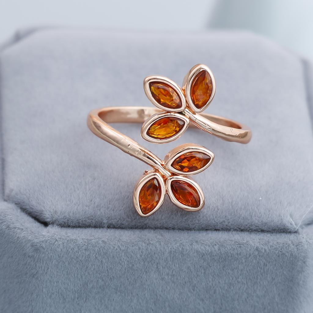 Flower high-end ring, personalized retro exaggerated champagne ring for women