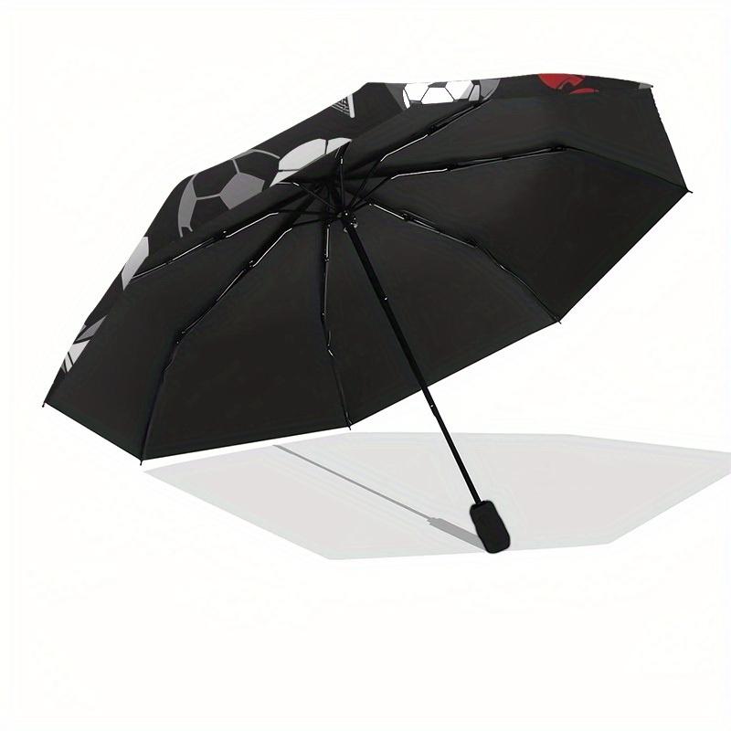 Compact & Stylish Soccer Ball Pattern Umbrella with Plastic Handle - Vibrant Cartoon Design, Automatic Open, 8-Rib Steel Frame