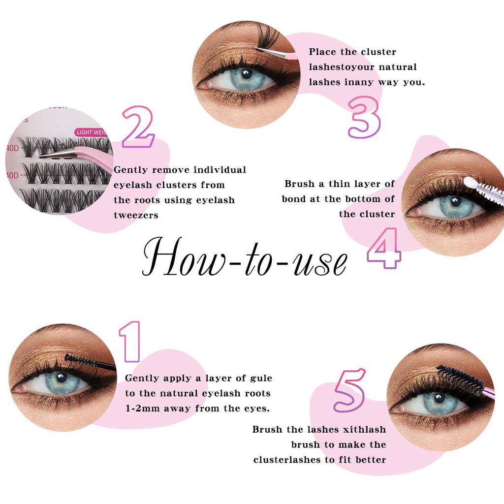 DIY Cross-Border 10D/30D/60D Kluster Ögonfransar Bok: Naturliga, Böjda, D-kurva Segment, Tjocka Lösögonfransar.