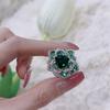 Exquisite    Emerald Gemstone Opening Ring Luxury Flower Design Female Temperament Anniversary Jewelry Gift