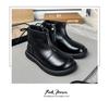 Girls' Black Martin Short Boots with Velvet - 2025 Autumn/Winter Edition Leather Princess Shoes