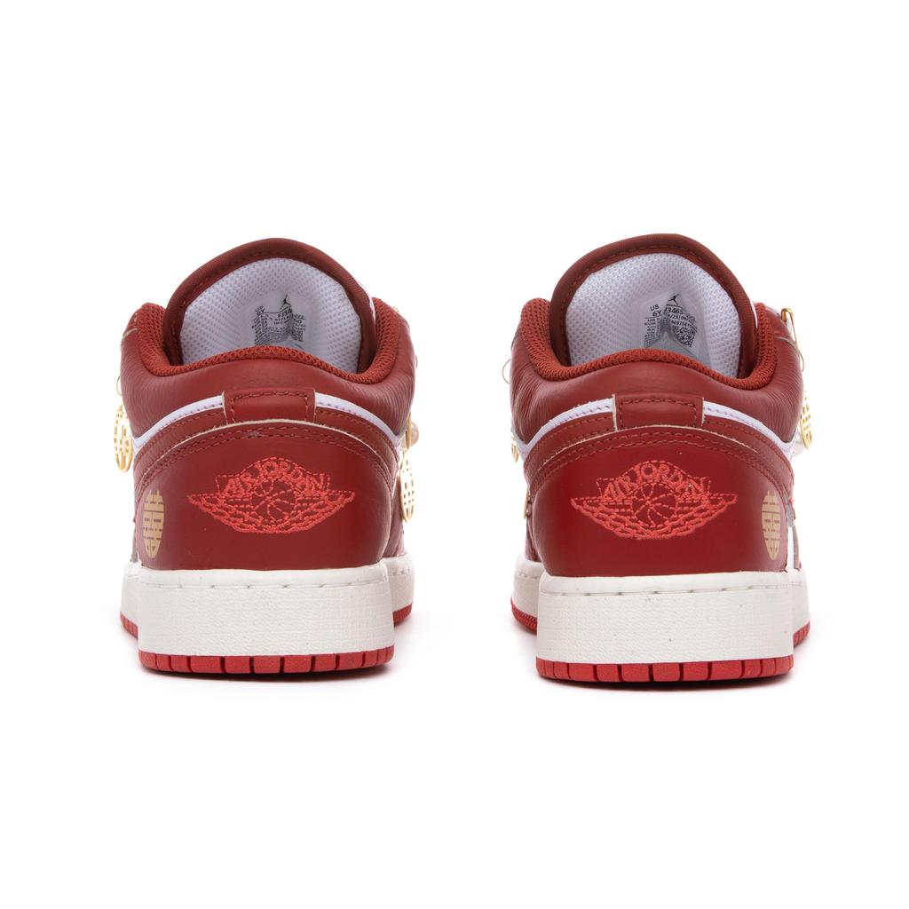 Jordan Air Jordan 1 Low Top Vintage Basketball Shoes Women's White Red Gold FJ3465-160(Team-)-Random Packaging Bags