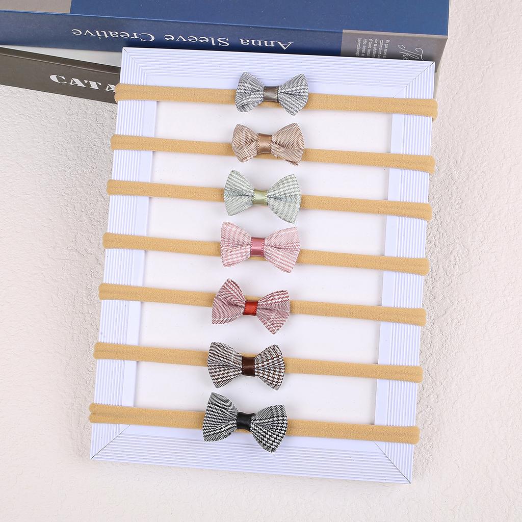 7 st Mini Tyg Hårrosetter Nylon Pannband Mjuka Elastiska Hårband Baby Flickor Pannband Baby Småbarn Barn Håraccessoarer