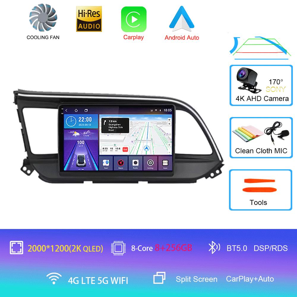 For Hyundai Elantra 6 2019 2020 Car Intelligent System CarPlay DSP Navigation GPS Android 14 All In One MIC 2000*1200P