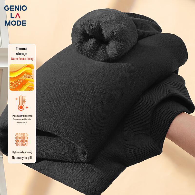 

GENIOLAMODE Men s Fleece-Lined Half-High Collar Knit Sweater L