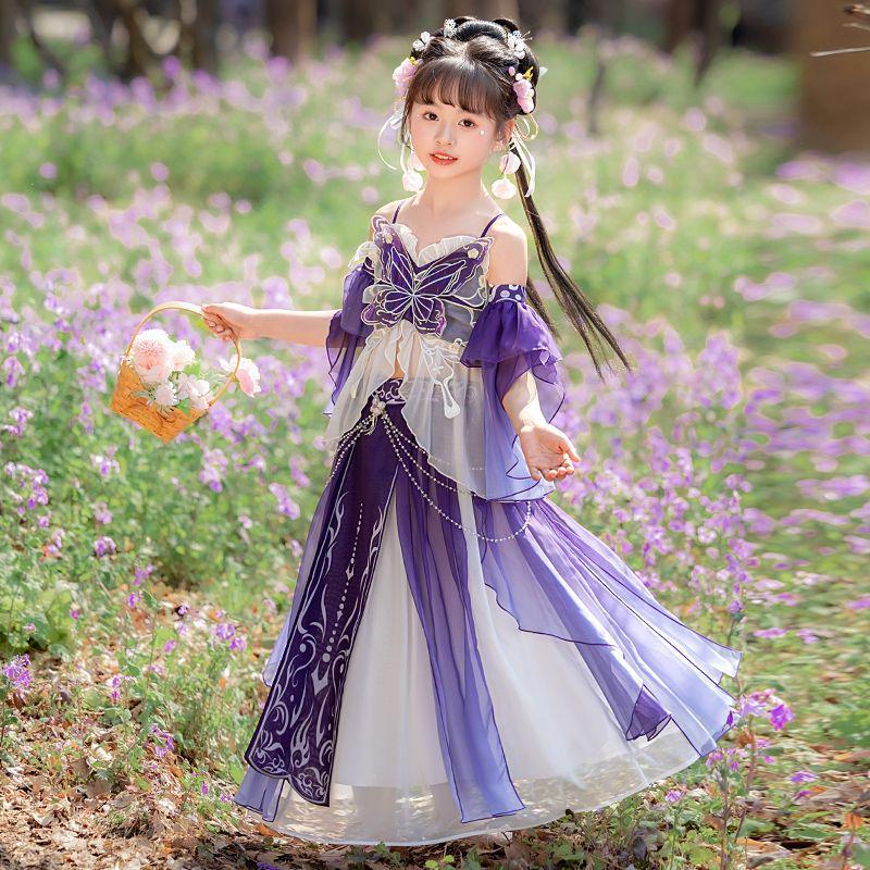 Летнее платье-ханьфу «Фиолетовая принцесса» 2026 года для девочек - Китайская юбка в древнем стиле 110