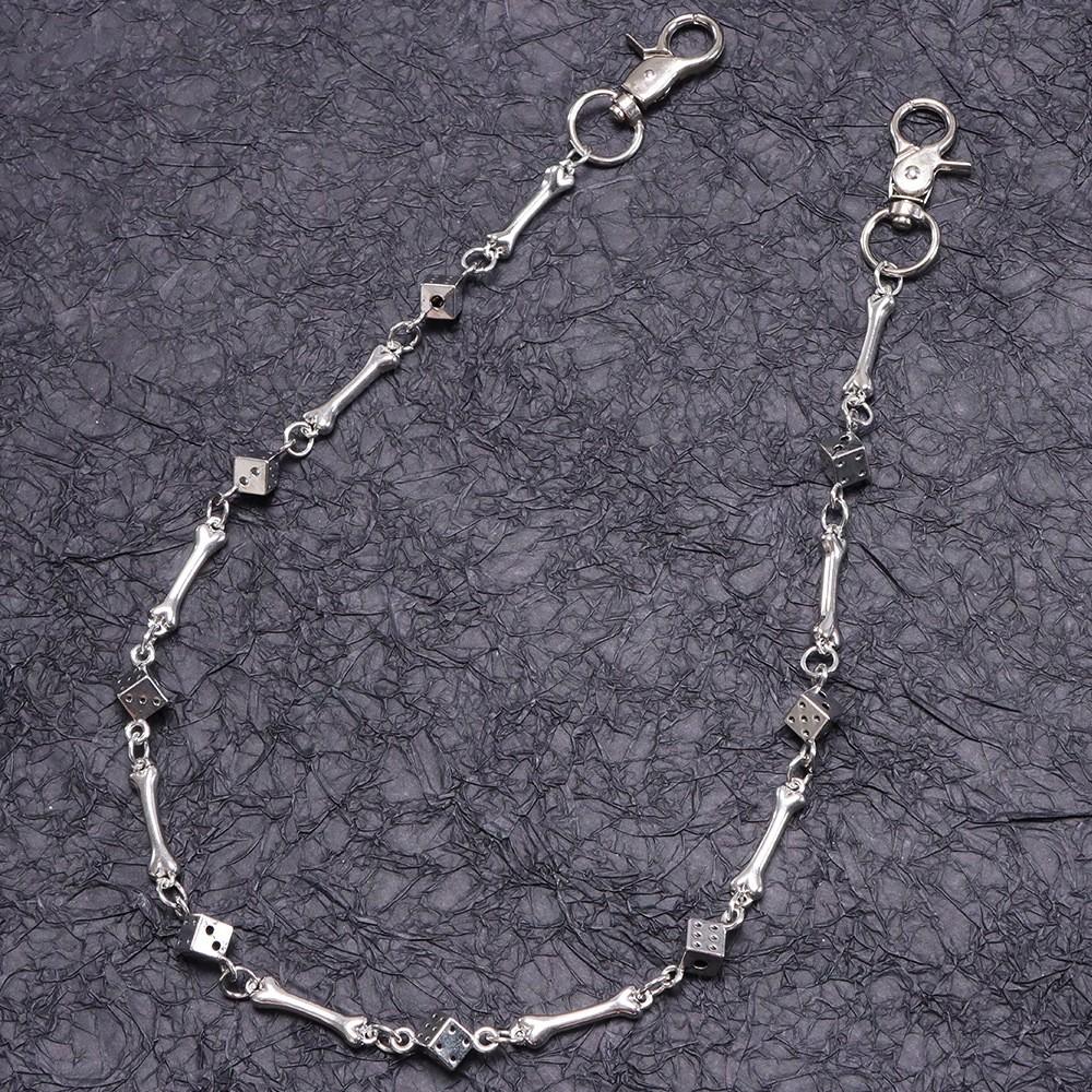 Botten Dobbelstenen Tailleketting Punk Hip Hop Jeans Accessoires Persoonlijkheidsketting Broekketting veelkleurig