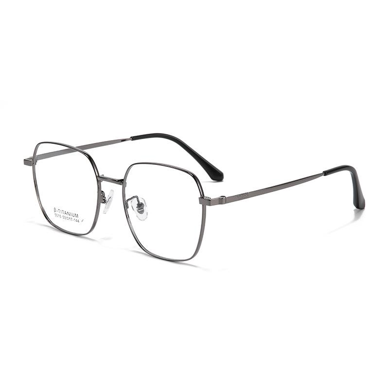 Ultra-light Retro Titanium Polygon Eyeglass Frames with Plano Lenses for Students