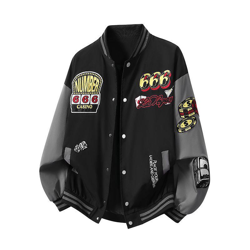 2026 Men's American Retro Digital Embroidery Baseball Jacket - Trendy, Versatile Casual Outerwear