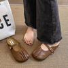 Lazy Bag Head Half Slippers Women Wear New Summer French Pleated Doudou Muller Shoes Flat Bottom Half Drag Single Shoes