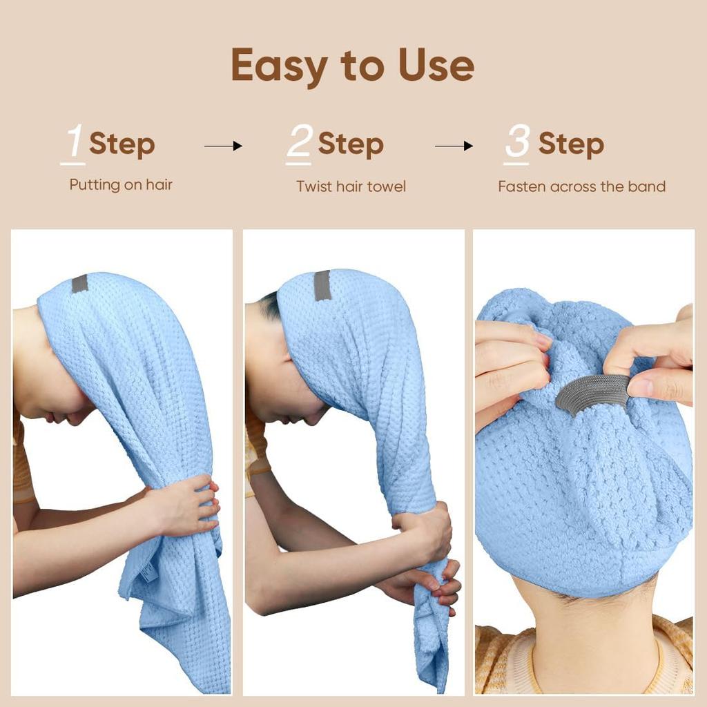 2 Pack Microfiber Hair Towel 41 x 24 inches Quick Dry Hair Towel Hair Drying Towels Suitable for All Kinds of Hair Ultra Absorbent Long, Thick Hair