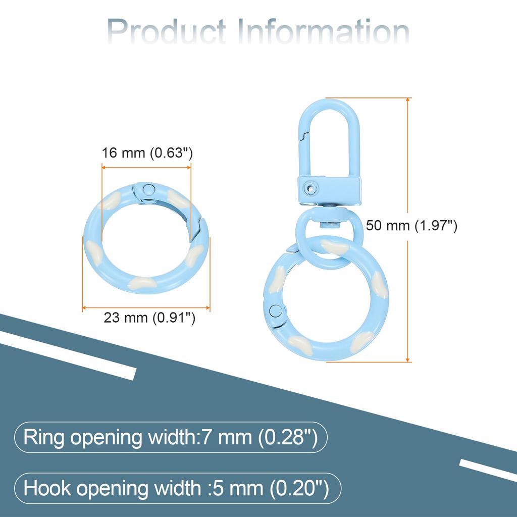 30pcs Lobster Claw Fastener Keychain Swivel Trigger Clips Zinc Alloy Colorful Key Chain Clips Snap Hook Jump Flat Split Ring DIY Craft Jewelry Light