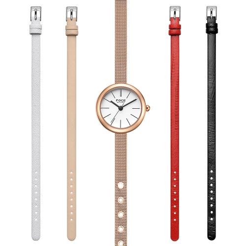 

[FOCE Lady] FOCE Lady Women s Mesh & Leather Band 5-Piece Wristwatch Set FM2012WRG-SET FM2012WRG-SET