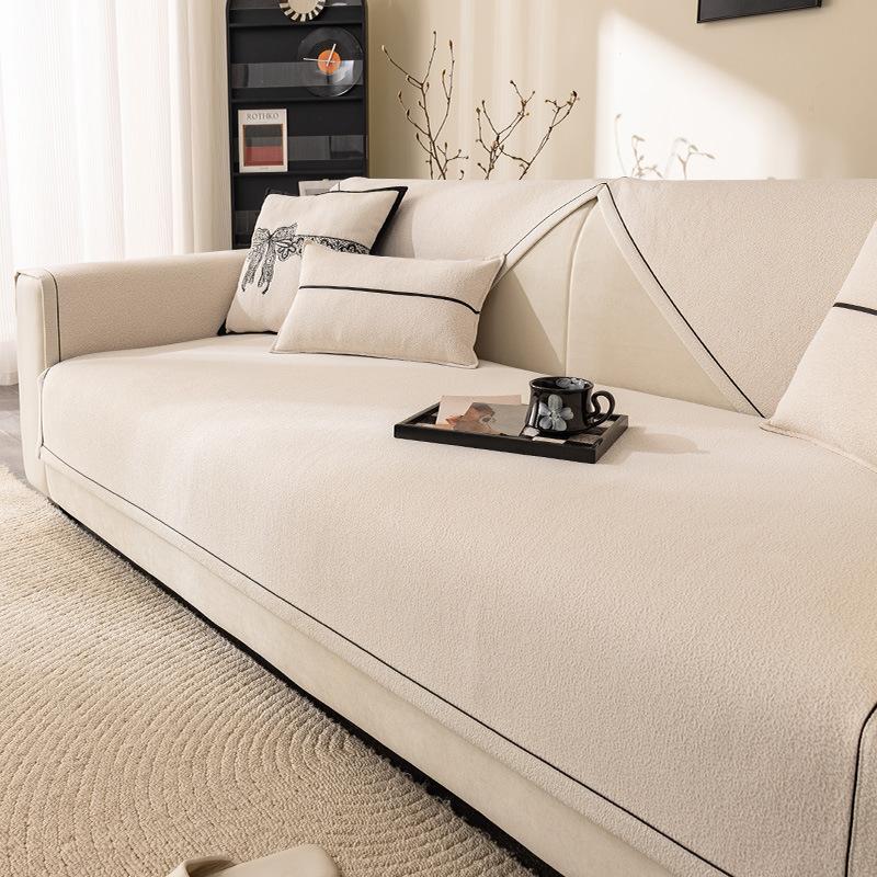 

Chenier premium sofa cushion 2025 new light luxury four-season universal non-slip leather seat cushion cover cloth towel 30 * 50 Waist Pillowcase