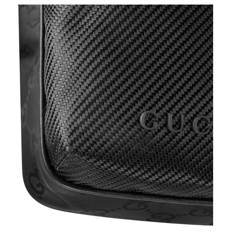 Gucci Tonal logo, red and green webbing details, nylon chest bag, mini, men's black