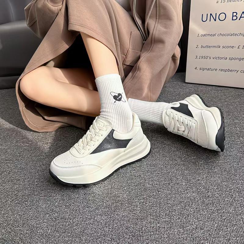 The first layer of cowhide dad shoes women's spring new sports and leisure shoes versatile and lightweight white shoes