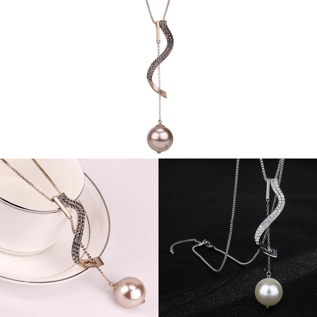 Elegant Pearl Necklace For Women With Gold Plated Alloy Chain Long Letter Pendant For Winter Fashion