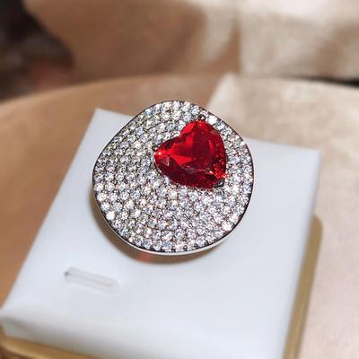 Luxury Ladies Zircon Ring Fashion Party Jewelry Red Love Zircon Ring High-quality Party Jewelry Engagement Ring Anniversary Gift Jewelry Party Ring