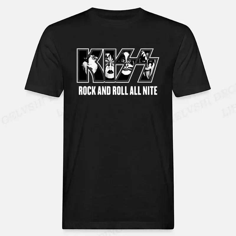 Kiss Band T-shirt Herr Dam Mode T-shirt Bomulls T-shirt Street Hip Hop Tee Unisex Camisetas Hombre Sporttoppar Rockbandströja