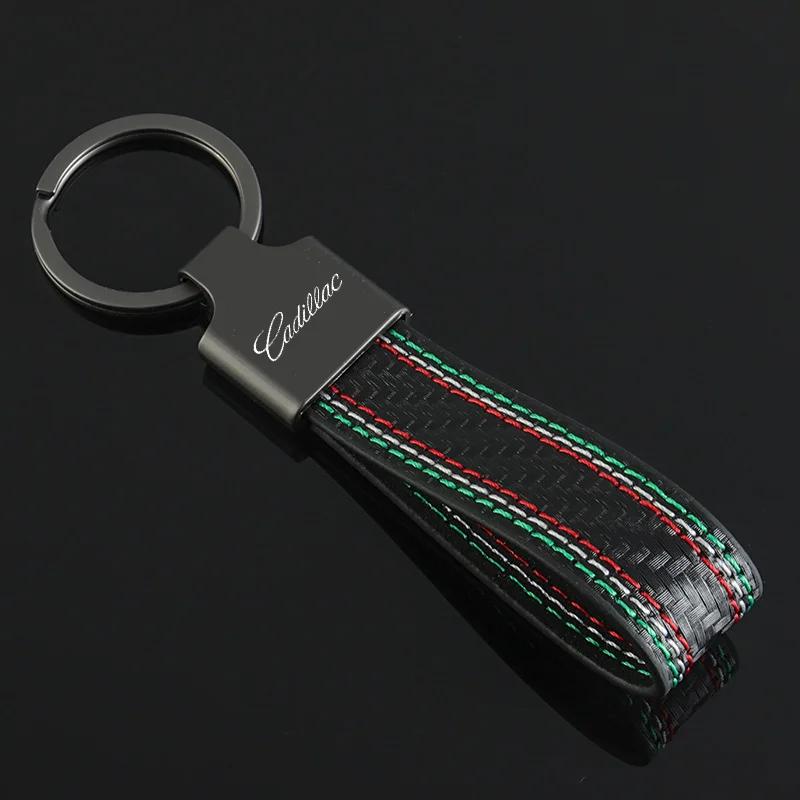 For Cadillac ATS BLS CT4 CT5 CT6 CTS ESCALADE SLS SRX XT4 XT5 XTS Fashion Leather Car Logo Key Chain Keyrings Pendant