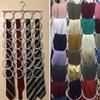 28 Holes Scarf Holder Foldable Tie Belt Hook Shawl Scarves Organizer Rattan Weave Hanger Wardrobe Storage Holder Display Rack