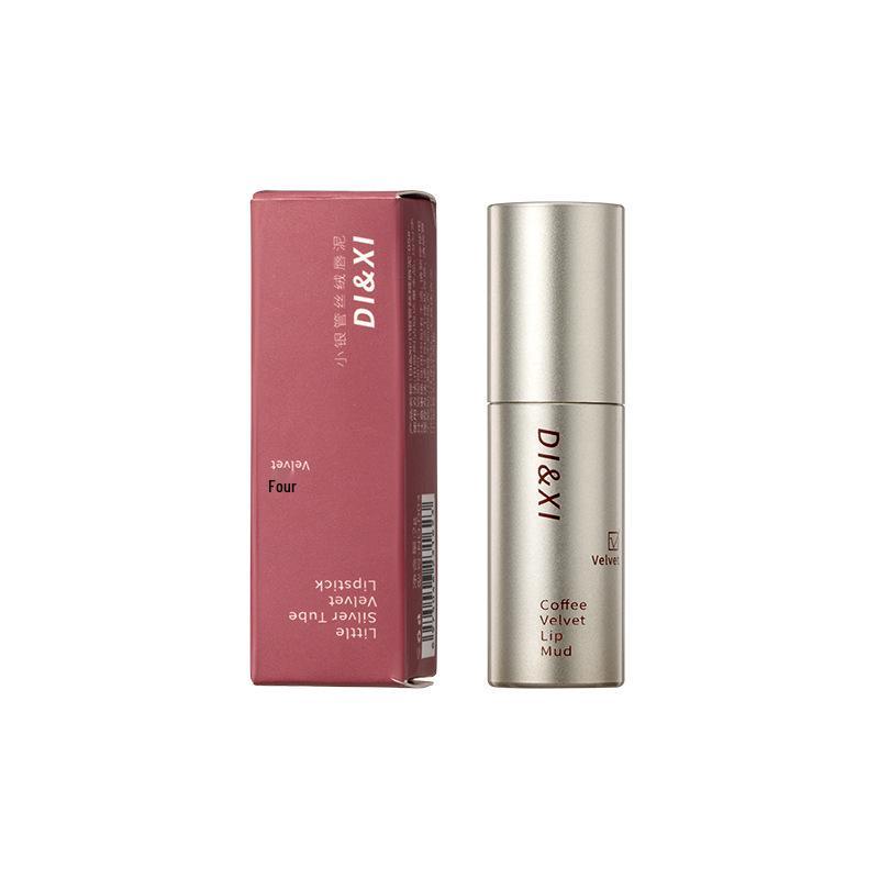 Brillo de Labios Mate de Terciopelo Tubo Plateado DIXI: Labial Blanqueador, Pigmentado, de Larga Duración, No Pegajoso.