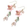 Statement Earrings for Women, Stylish Pink Flower Dangle Earrings, Korean Inspired Design, Elegant Western Style Earring for Girls