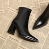 Autumn Winter Fashion Pointed Toe Ankle Boots Women Zippers Thick Heels Shoes Street Style Banquet Party Short Botas Mujer