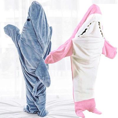 Shark Blanket Jumpsuits- Shark Tails Sleeping Bag Hoodie Adult,Wearable Shark Cosplay Costume Soft Flannel Machine Washable Wearable One-Piece Blanket