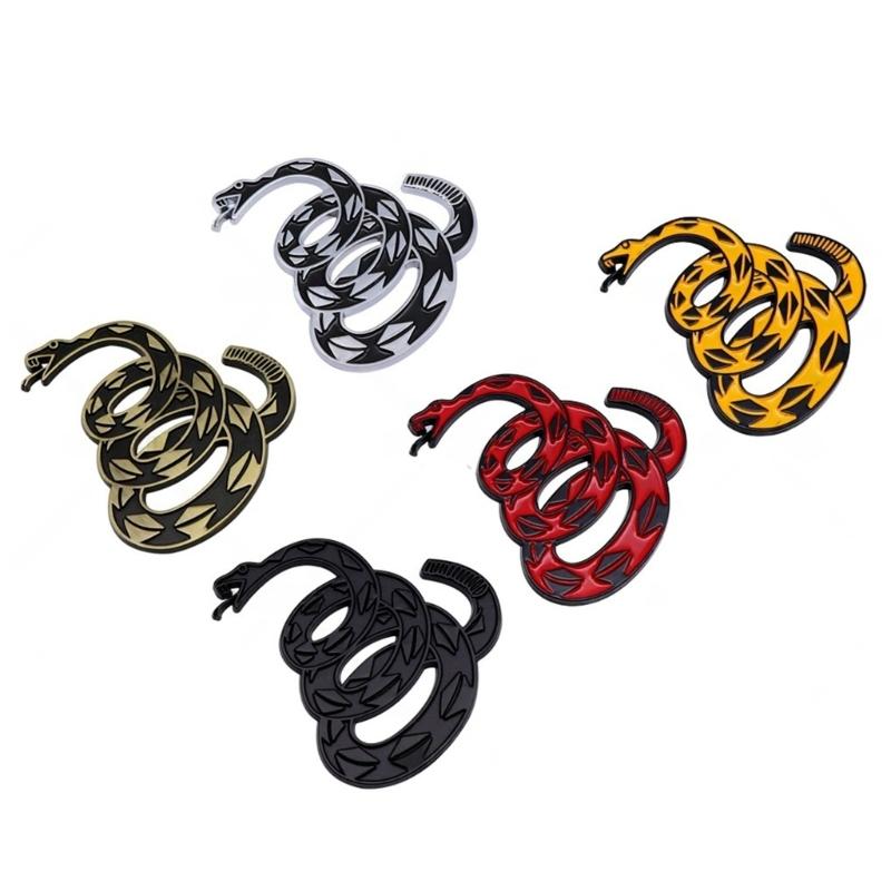 Metal Rattlesnake Car Badge 3D Raised Automotive Sticker Weatherproof Adhesive Auto Emblem Decal for Auto Truck Bike
