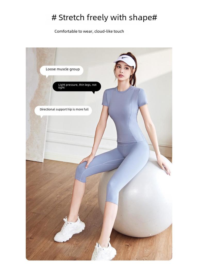 Juyitang 7-Punkt-Yoga-Hüftshorts für Damen mit hoher Taille – elastische Fitness-Strumpfhose